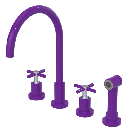 Rubinet Widespread Kitchen Set with LaSalle Spout with Hand Spray Purple Haze