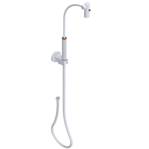 Rubinet Hand Held Shower Bidet with Extended Reach & Dual Function Spray Including Wall Bracket with Supply & Hose (Round) White