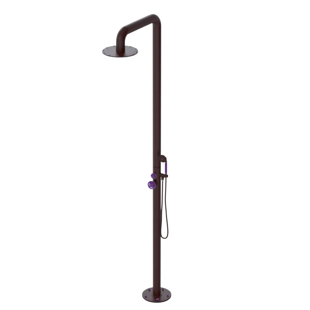 Rubinet Pressure Balance Outdoor Shower with Hand Held Shower & 10" Shower Head - 304 Stainless Steel Bordeaux