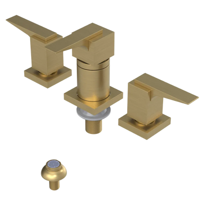 Rubinet Bidet Fitting with Spray, Diverter, and Vacuum Breaker (less drain) Satin Gold