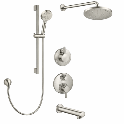 Hansgrohe Vernis Thermostatic Shower Kit with Non-Diverter Tub Spout – Round Design