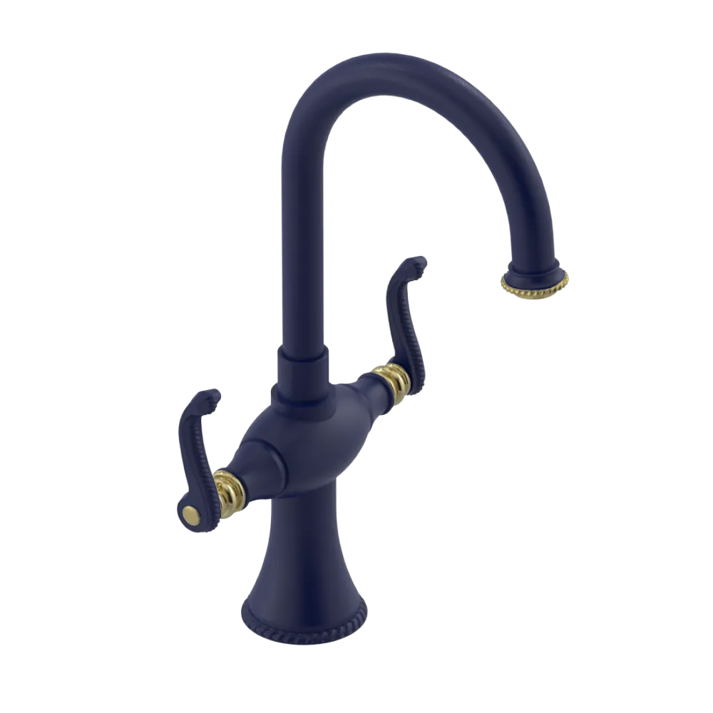 Rubinet Single Hole Dual Handle Lav. Set. (less drain) Midnight Blue