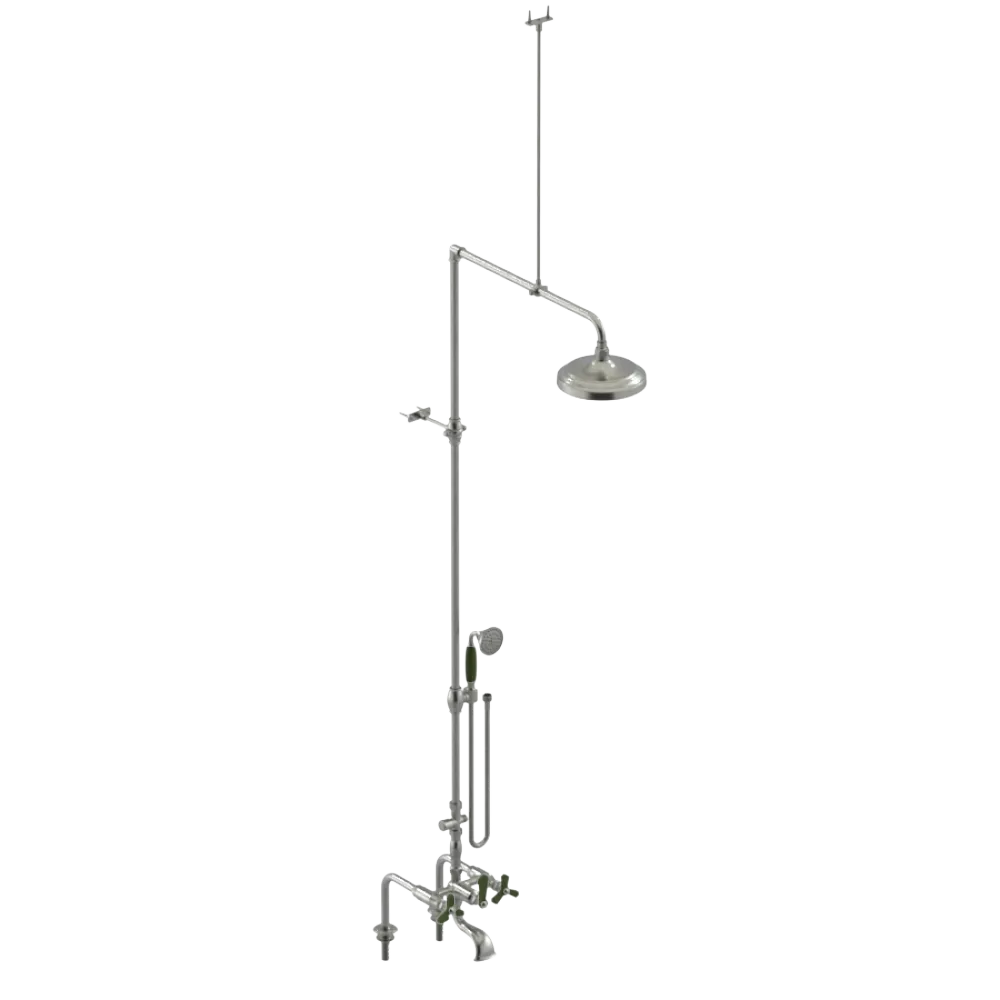 Rubinet Deck Mount Tub & Shower with Hand Held Shower Satin Nickel