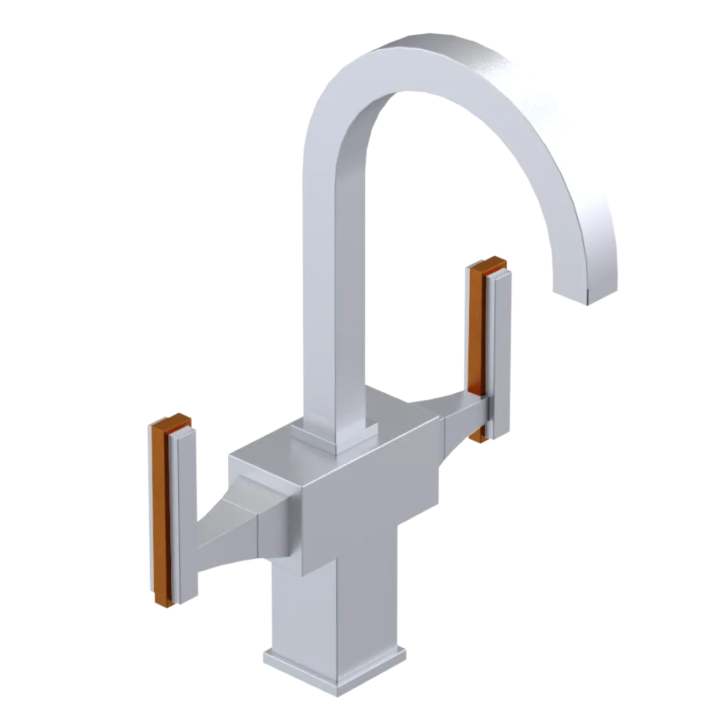 Rubinet Single Hole Dual Handle Lav. Set. (less drain) Satin Chrome
