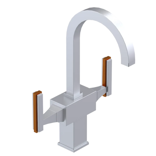 Rubinet Single Hole Dual Handle Lav. Set. (less drain) Satin Chrome