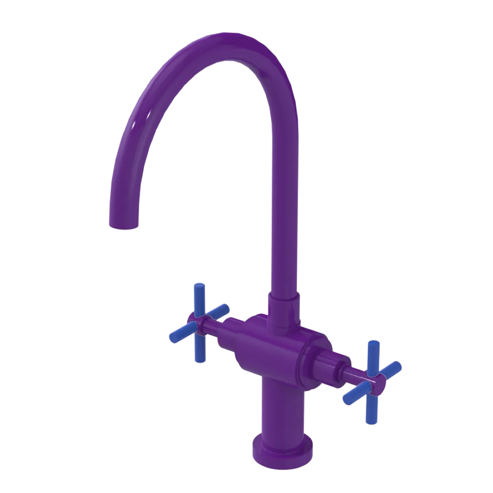 Rubinet Two Handle Single Hole Kitchen Set with LaSalle Spout Purple Haze