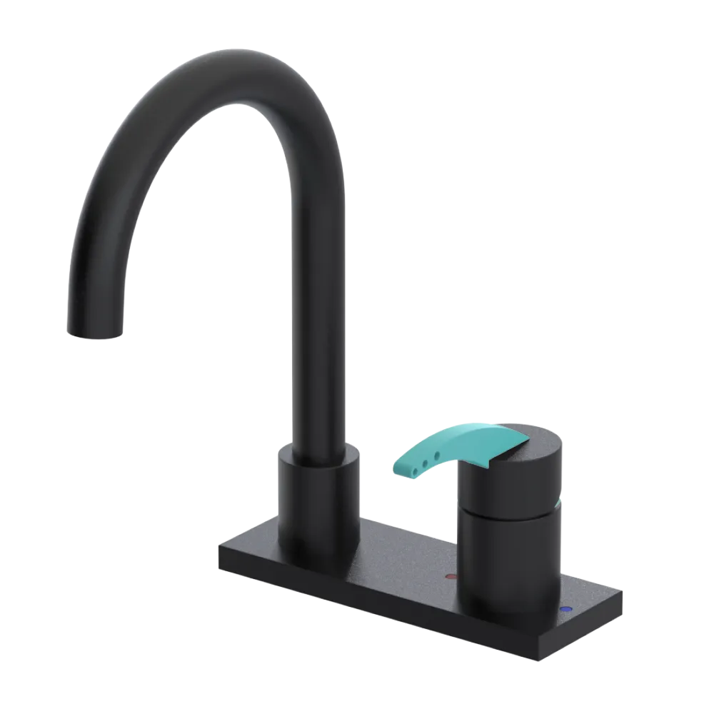 Rubinet 4" Centre Single Control Lav. Set. (less drain) Matt Black