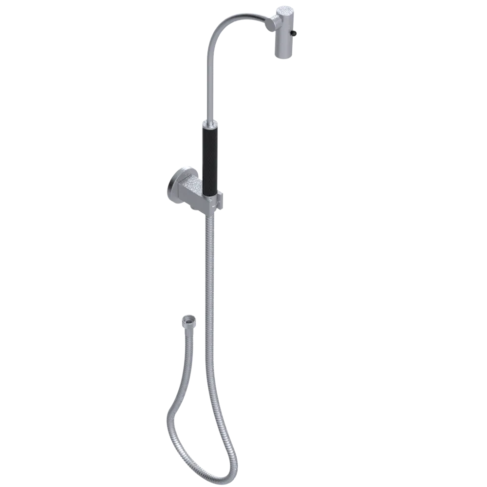 Rubinet Hand Held Shower Bidet with Extended Reach & Dual Function Spray Including Wall Bracket with Supply & Hose (Round) Satin Chrome
