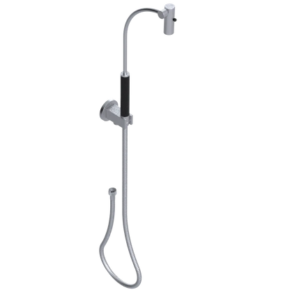 Rubinet Hand Held Shower Bidet with Extended Reach & Dual Function Spray Including Wall Bracket with Supply & Hose (Round) Satin Chrome