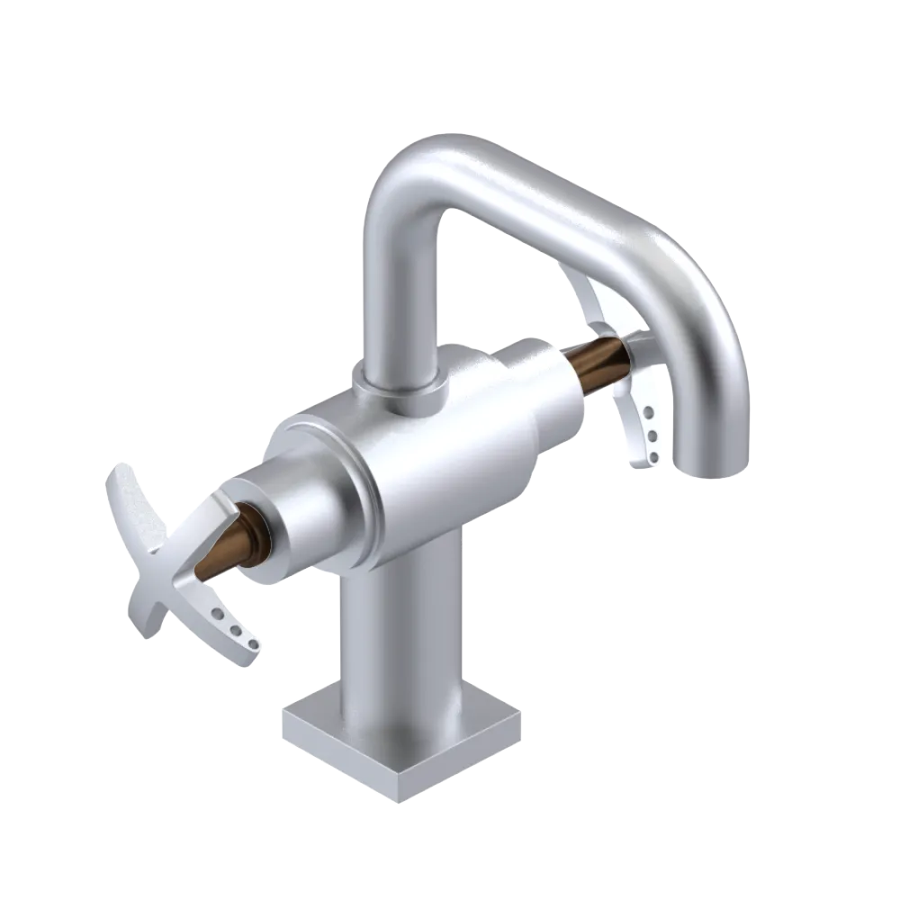 Rubinet Single Hole Dual Handle Lav. Set. with Genesis spout (less drain) Satin Chrome