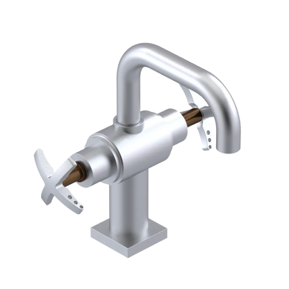 Rubinet Single Hole Dual Handle Lav. Set. with Genesis spout (less drain) Satin Chrome