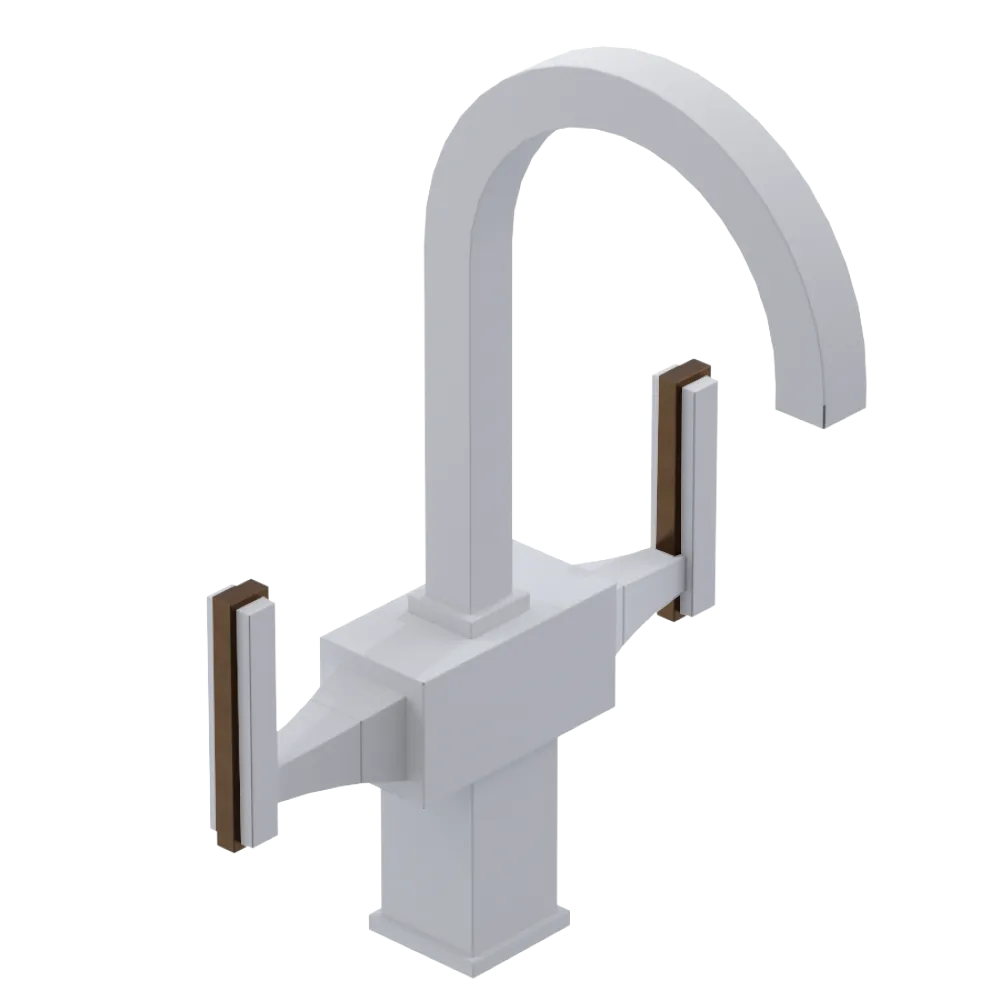 Rubinet Single Hole Dual Handle Lav. Set. (less drain) Matt White