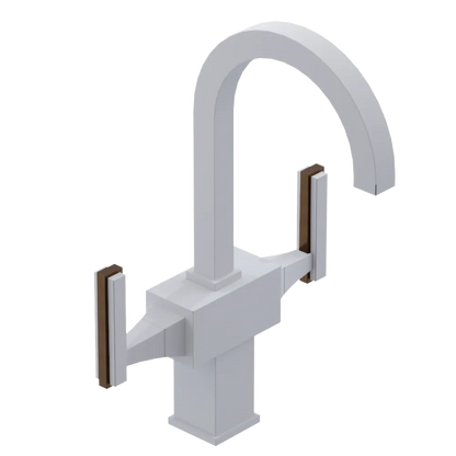 Rubinet Single Hole Dual Handle Lav. Set. (less drain) Matt White