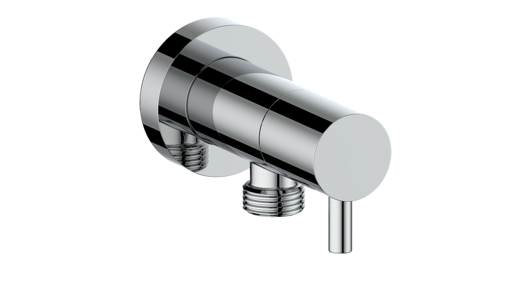 Vogt Round Brass Elbow Connector with Shut-Off CC