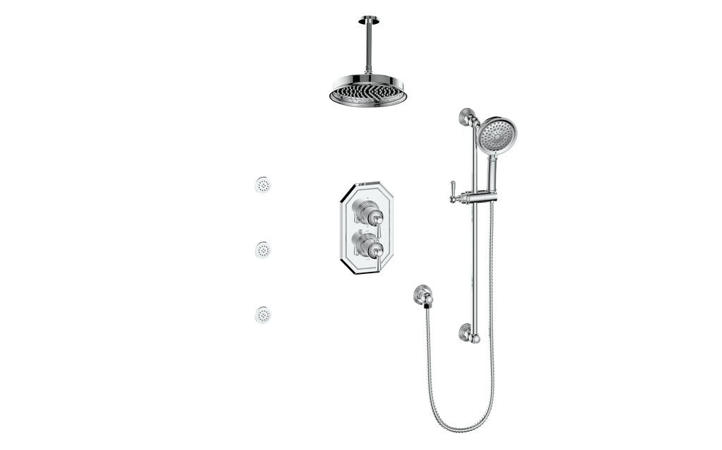 CARINTHIA 3-WAY TH SHOWER KIT WITH BODY JETS AND 6" CEILING ARM