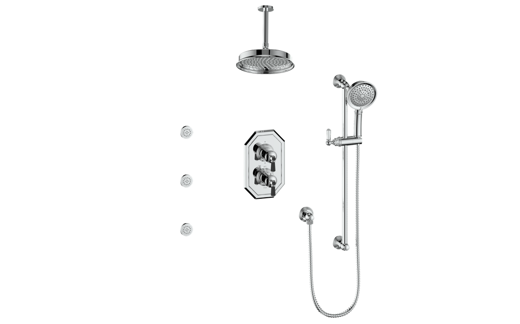 CARINTHIA 3-WAY TH SHOWER KIT WITH BODY JETS AND 6" CEILING ARM