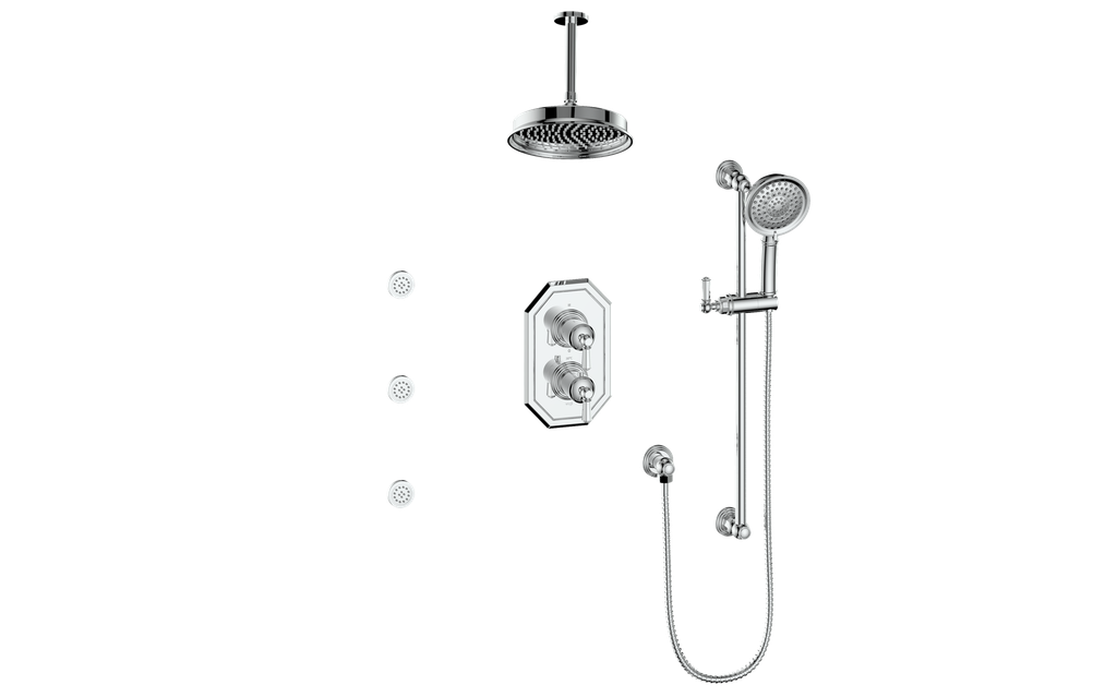 CARINTHIA 3-WAY TH SHOWER KIT WITH BODY JETS AND 6" CEILING ARM