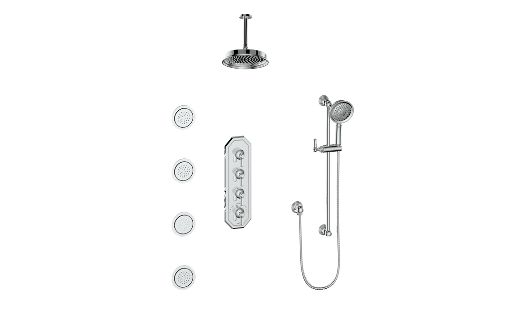 VOGT CARINTHIA 3/4" HIGH-FLOW TH SHOWER KIT WITH BODY JETS AND 6" CEILING ARM