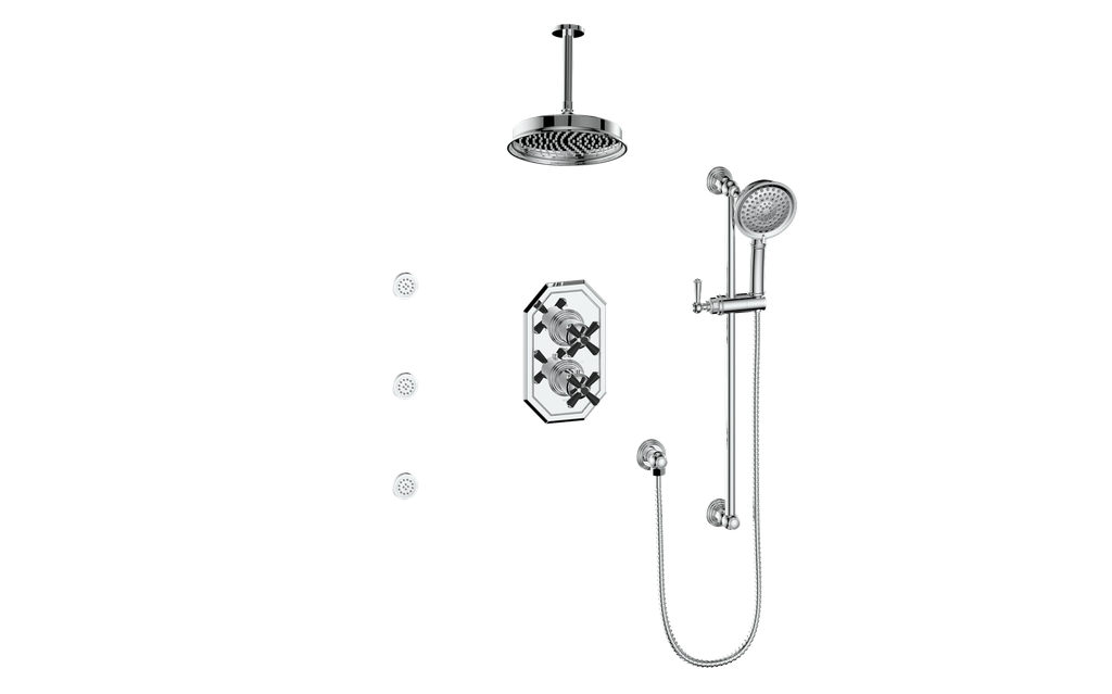 CARINTHIA 3-WAY TH SHOWER KIT WITH BODY JETS AND 6" CEILING ARM