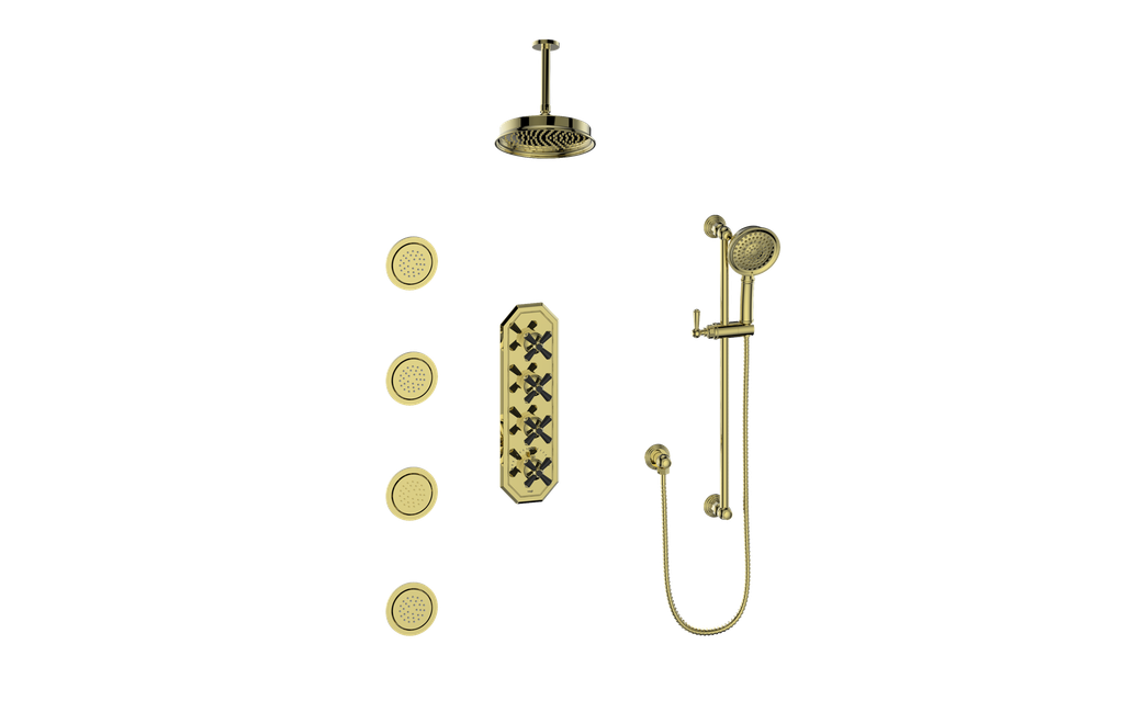 VOGT CARINTHIA 3/4" HIGH-FLOW TH SHOWER KIT WITH BODY JETS AND 6" CEILING ARM