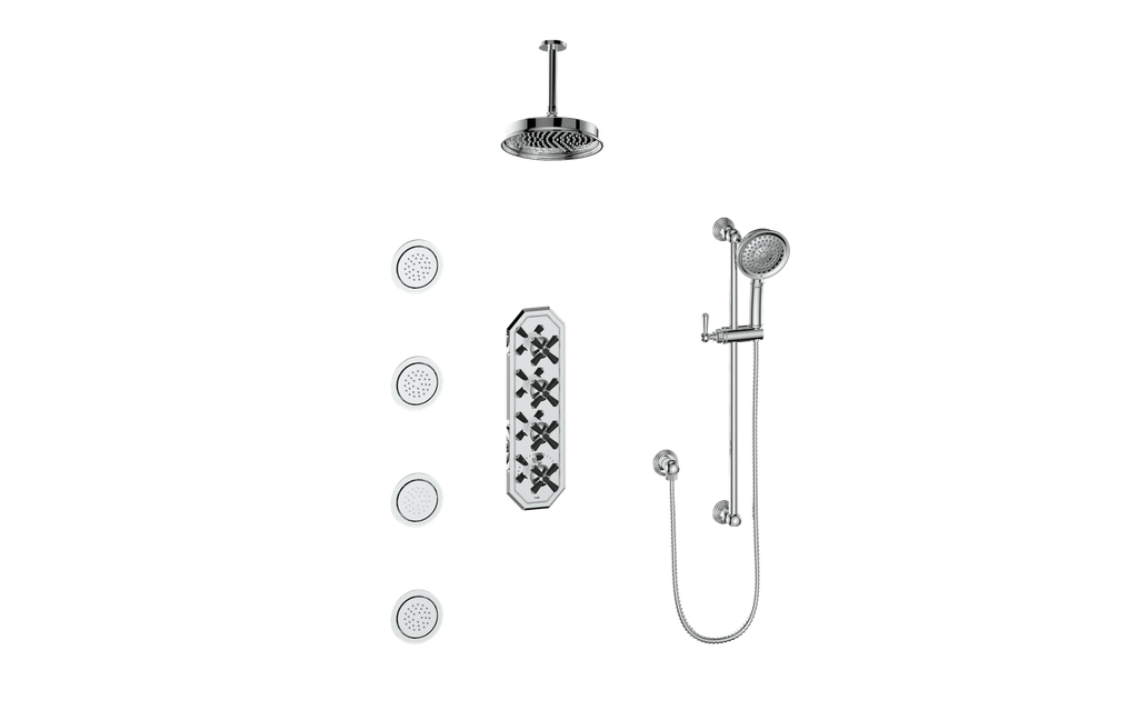 VOGT CARINTHIA 3/4" HIGH-FLOW TH SHOWER KIT WITH BODY JETS AND 6" CEILING ARM