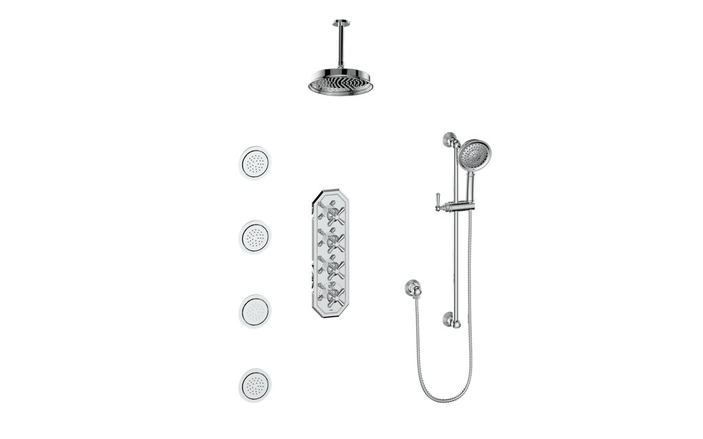 VOGT CARINTHIA 3/4" HIGH-FLOW TH SHOWER KIT WITH BODY JETS AND 6" CEILING ARM