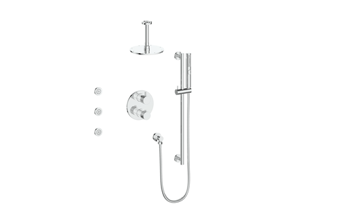 Vogt Drava 3-Way TH Shower Kit with Body Jets and 6" Ceiling Arm CC