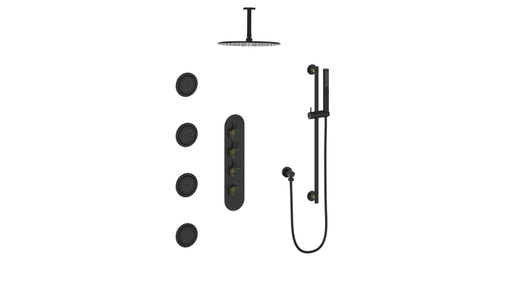 Vogt Drava 3-Way TH Shower Kit with Body Jets and 6" Ceiling Arm CC