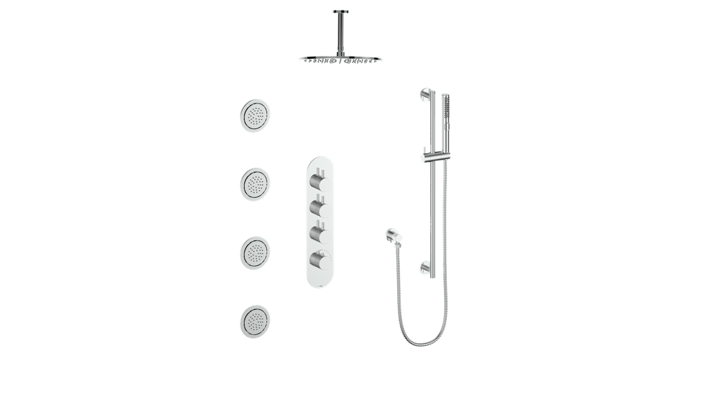 Vogt Drava 3-Way TH Shower Kit with Body Jets and 6" Ceiling Arm CC