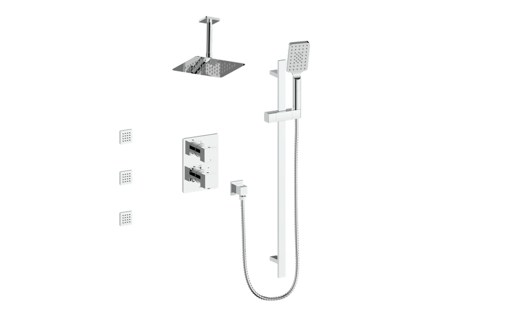 Vogt Kapfenberg 3-Way TH Shower Kit with Body Jets and 6" Ceiling Arm CC