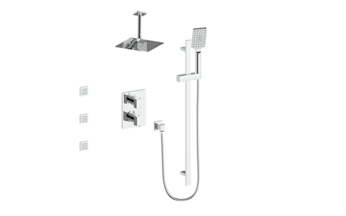 Vogt Kapfenberg 3-Way TH Shower Kit with Body Jets and 6" Ceiling Arm CC