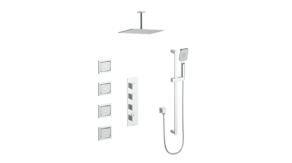Vogt Niveau 3/4" High-Flow TH Shower Kit with Body Jets and 6" Ceiling Arm CC