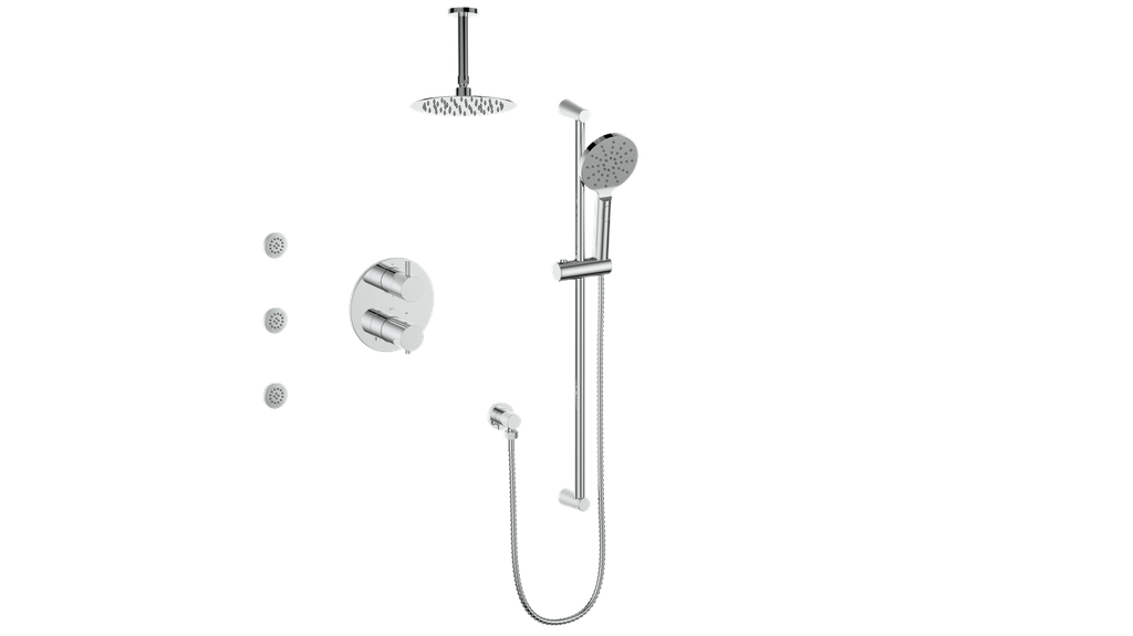 Vogt Worgl 3-Way TH Shower Kit with Body Jets and 6" Ceiling Arm CC