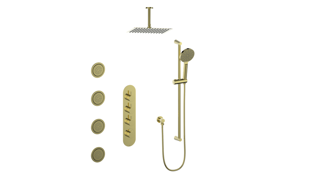 Vogt Worgl 3/4" High-Flow TH Shower Kit with Body Jets and 6" Ceiling Arm CC