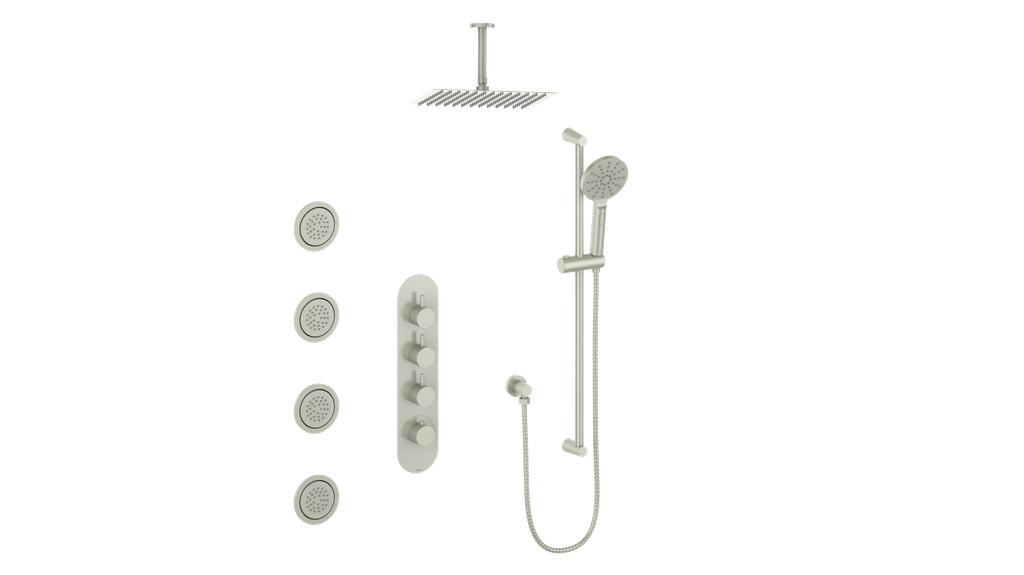 Vogt Worgl 3/4" High-Flow TH Shower Kit with Body Jets and 6" Ceiling Arm CC