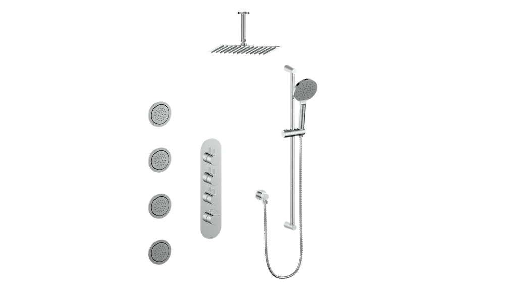 Vogt Worgl 3/4" High-Flow TH Shower Kit with Body Jets and 6" Ceiling Arm CC