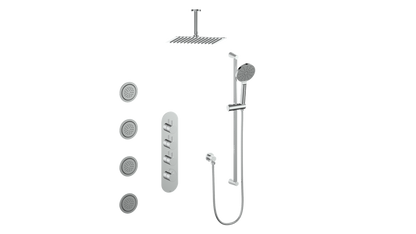 Vogt Worgl 3/4" High-Flow TH Shower Kit with Body Jets and 6" Ceiling Arm CC