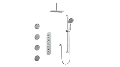 Vogt Worgl 3/4" High-Flow TH Shower Kit with Body Jets and 6" Ceiling Arm CC