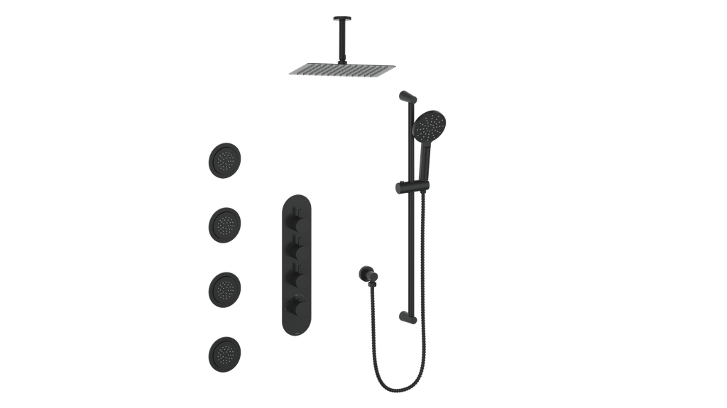 Vogt Worgl 3/4" High-Flow TH Shower Kit with Body Jets and 6" Ceiling Arm CC