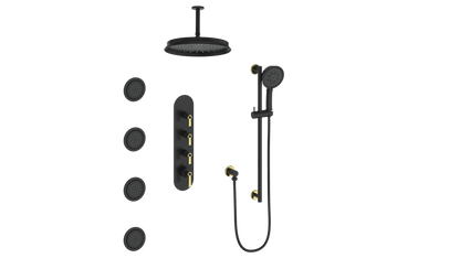 ZEHN 3/4" HIGH-FLOW TH SHOWER KIT WITH BODY JETS AND 6" CEILING ARM