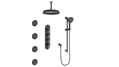 ZEHN 3/4" HIGH-FLOW TH SHOWER KIT WITH BODY JETS AND 6" CEILING ARM