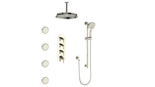ZEHN 3/4" HIGH-FLOW TH SHOWER KIT WITH BODY JETS AND 6" CEILING ARM