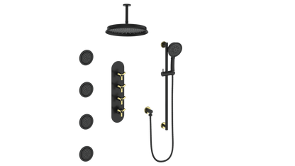 ZEHN 3/4" HIGH-FLOW TH SHOWER KIT WITH BODY JETS AND 6" CEILING ARM