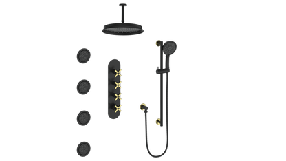 ZEHN 3/4" HIGH-FLOW TH SHOWER KIT WITH BODY JETS AND 6" CEILING ARM