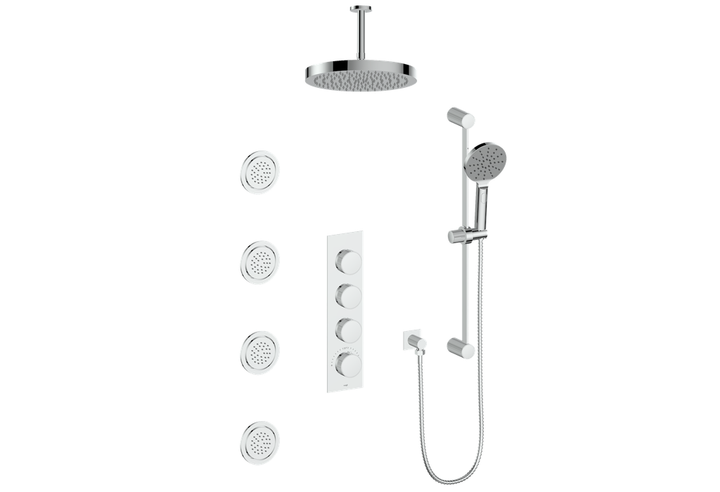 Vogt MOND 3/4" HIGH-FLOW TH SHOWER KIT WITH BODY JETS AND 6" CEILING ARM