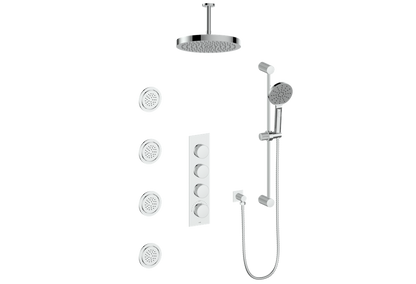 Vogt MOND 3/4" HIGH-FLOW TH SHOWER KIT WITH BODY JETS AND 6" CEILING ARM