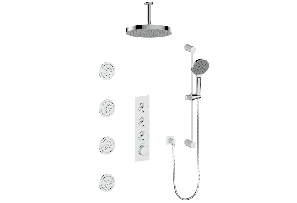 Vogt MOND 3/4" HIGH-FLOW TH SHOWER KIT WITH BODY JETS AND 6" CEILING ARM