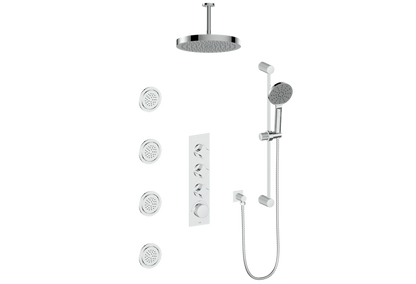 Vogt MOND 3/4" HIGH-FLOW TH SHOWER KIT WITH BODY JETS AND 6" CEILING ARM