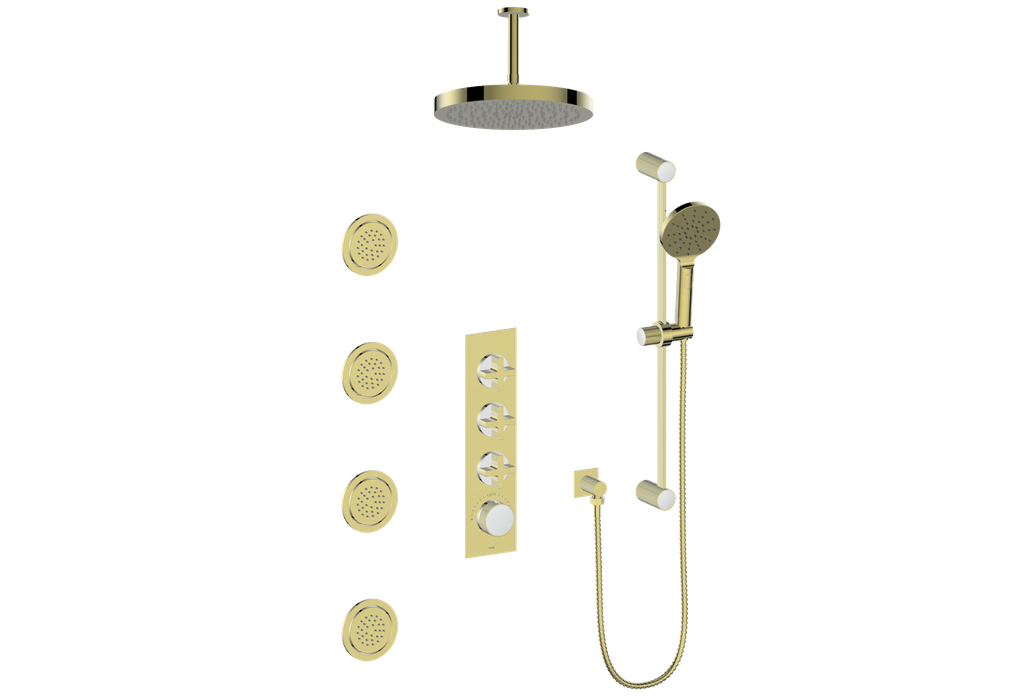 Vogt MOND 3/4" HIGH-FLOW TH SHOWER KIT WITH BODY JETS AND 6" CEILING ARM