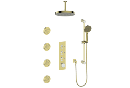 Vogt MOND 3/4" HIGH-FLOW TH SHOWER KIT WITH BODY JETS AND 6" CEILING ARM